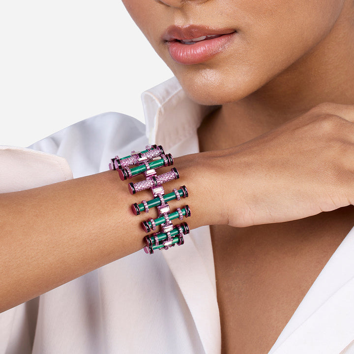 Hyper Pink Crystal Enamel Cuff