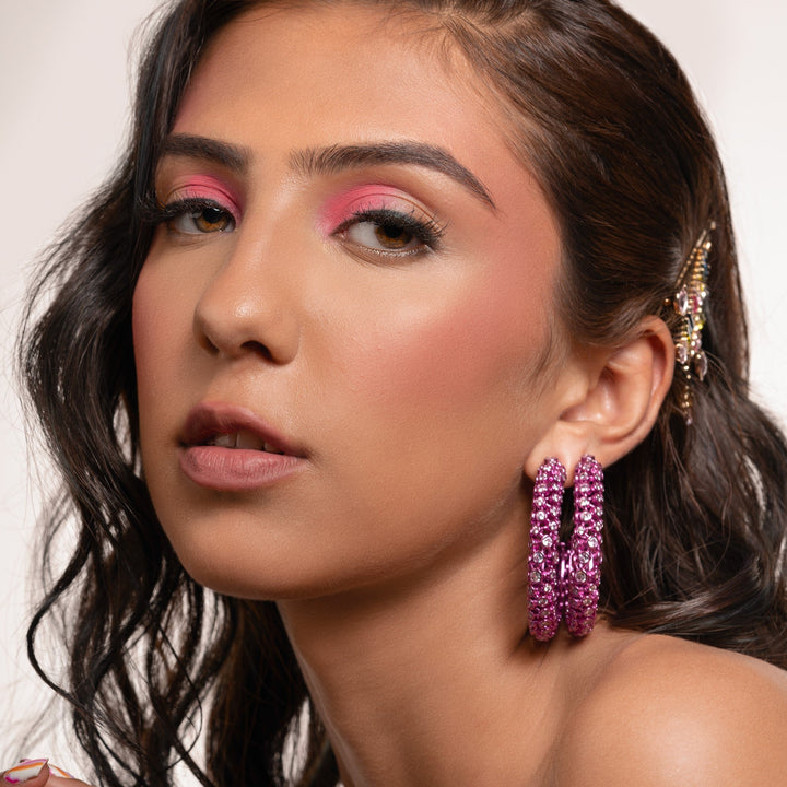 Rani Pink Mesh Earrings - Isharya | Modern Indian Jewelry