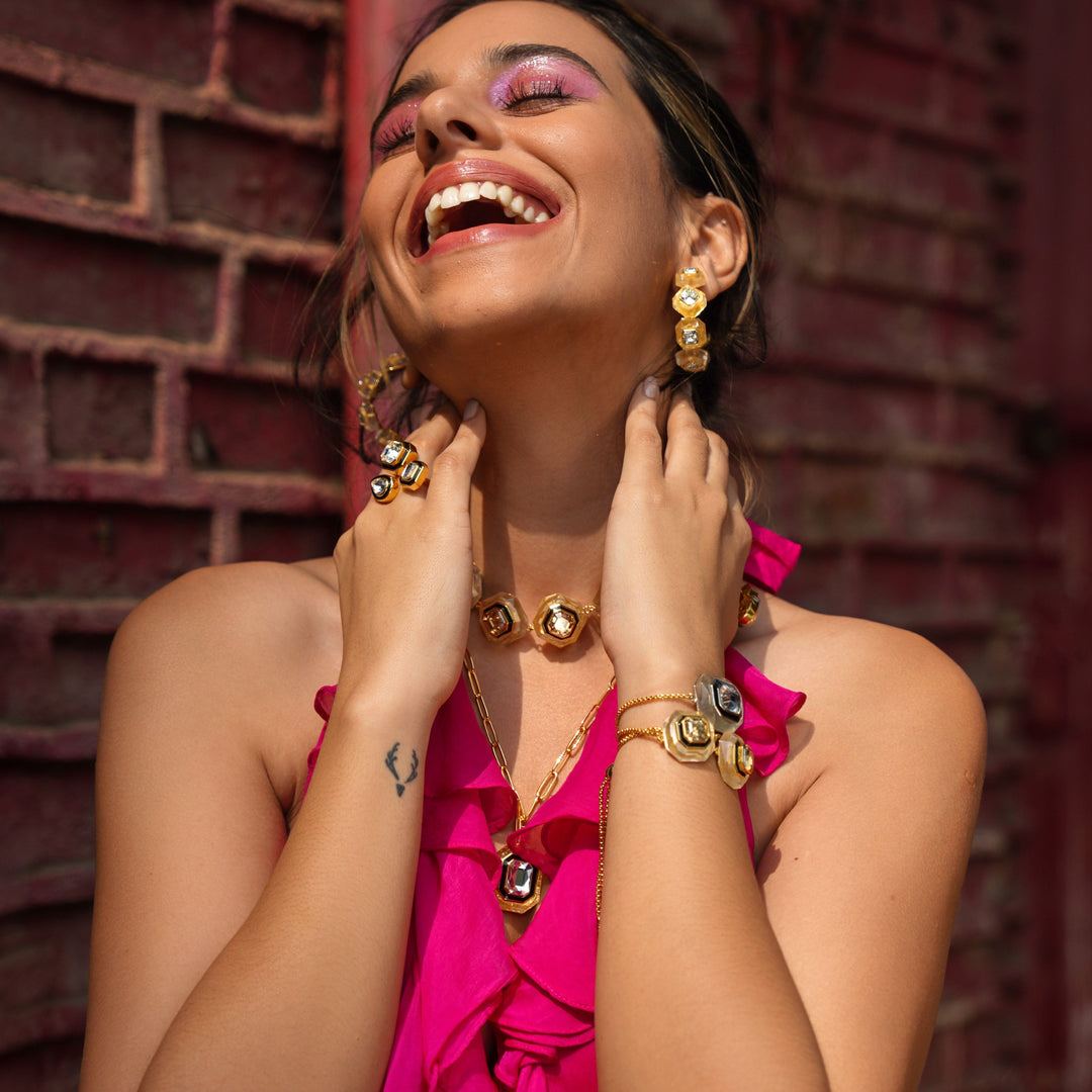 Bougie Infinity Cut Crystal Y-Necklace - Isharya | Modern Indian Jewelry