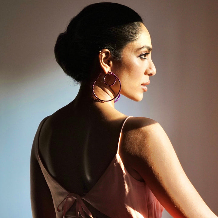 Rani Pink Swirl Hoop Earrings - Isharya | Modern Indian Jewelry