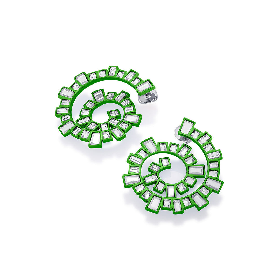Parakeet Green Spiral Earrings - Isharya | Modern Indian Jewelry