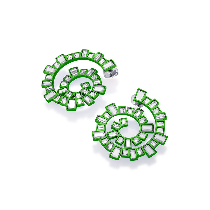 Parakeet Green Spiral Earrings - Isharya | Modern Indian Jewelry
