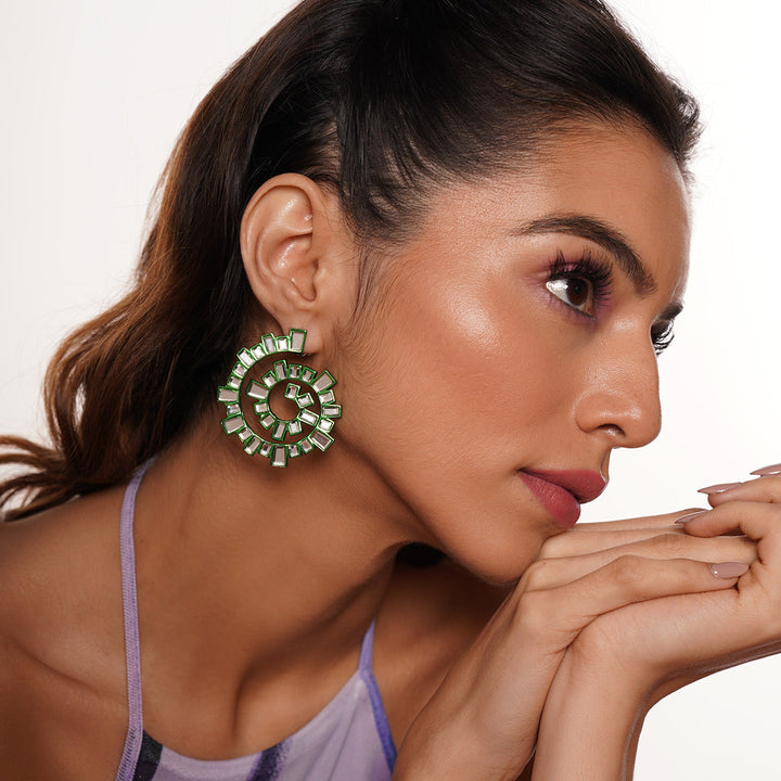 Parakeet Green Spiral Earrings - Isharya | Modern Indian Jewelry