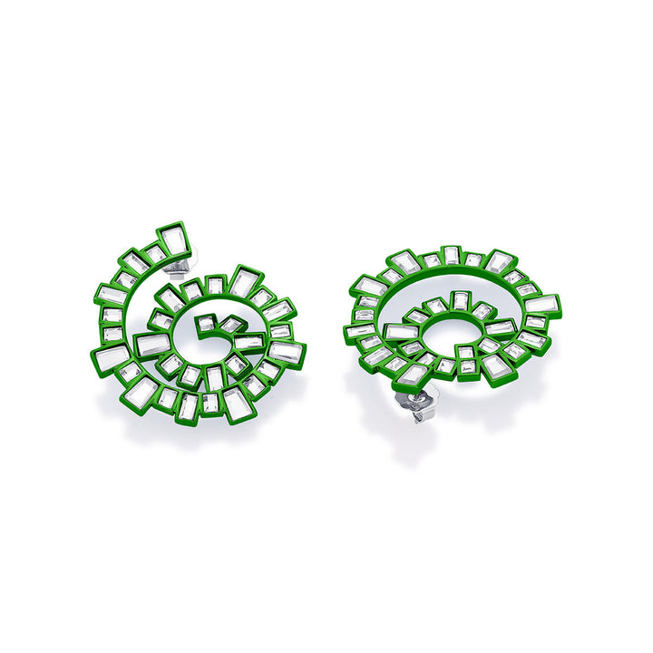 Parakeet Green Spiral Earrings - Isharya | Modern Indian Jewelry