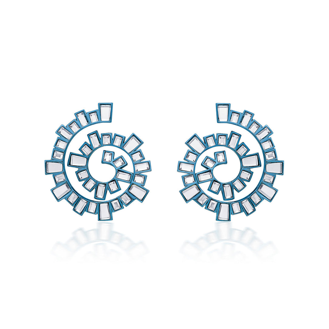 Aqua Blue Spiral Earrings - Isharya | Modern Indian Jewelry