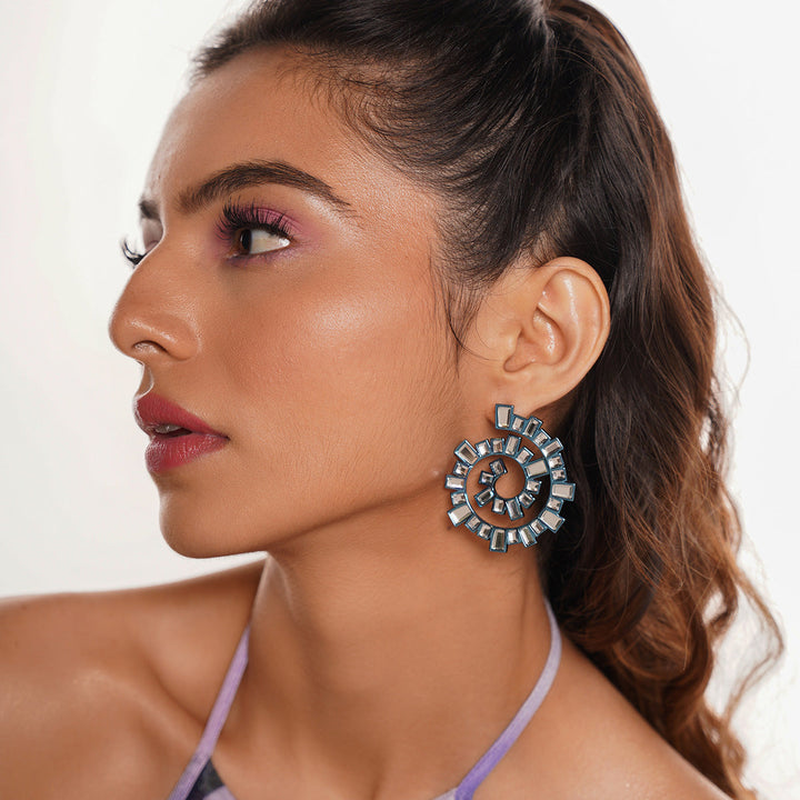 Aqua Blue Spiral Earrings - Isharya | Modern Indian Jewelry