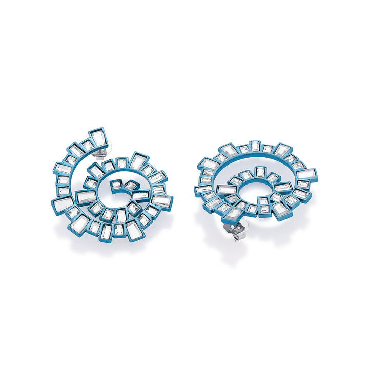 Aqua Blue Spiral Earrings - Isharya | Modern Indian Jewelry