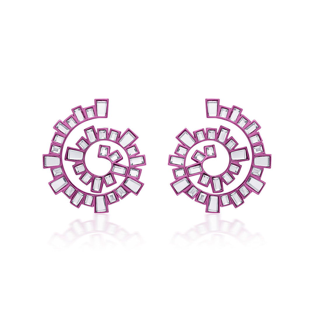 Rani Pink Spiral Earrings - Isharya | Modern Indian Jewelry