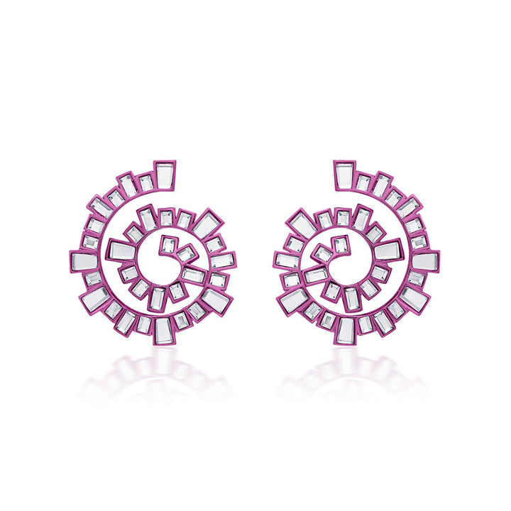 Rani Pink Spiral Earrings - Isharya | Modern Indian Jewelry