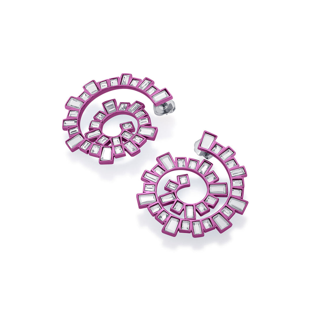 Rani Pink Spiral Earrings - Isharya | Modern Indian Jewelry