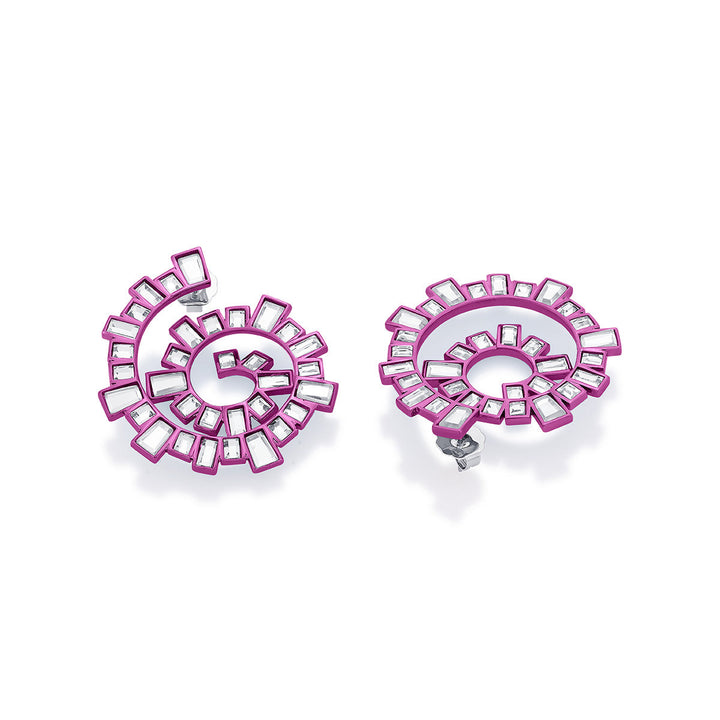 Rani Pink Spiral Earrings - Isharya | Modern Indian Jewelry