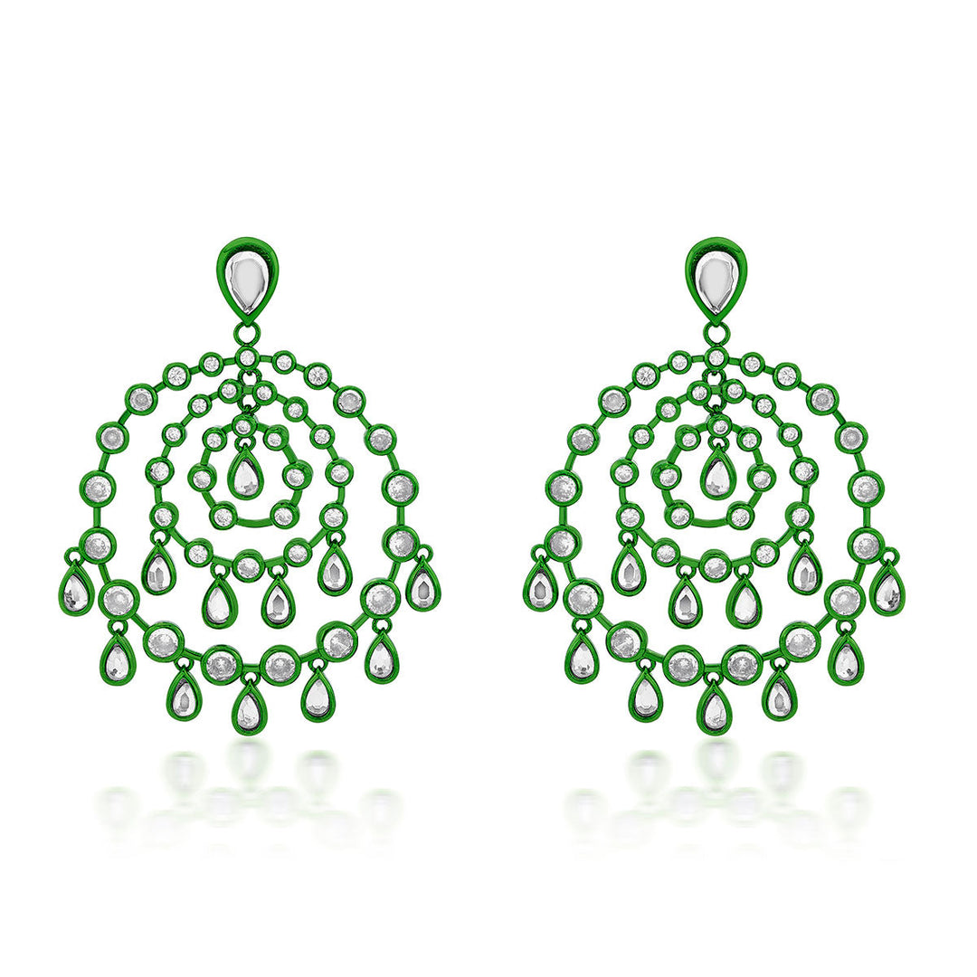 Parakeet Green Chandelier Earrings - Isharya | Modern Indian Jewelry