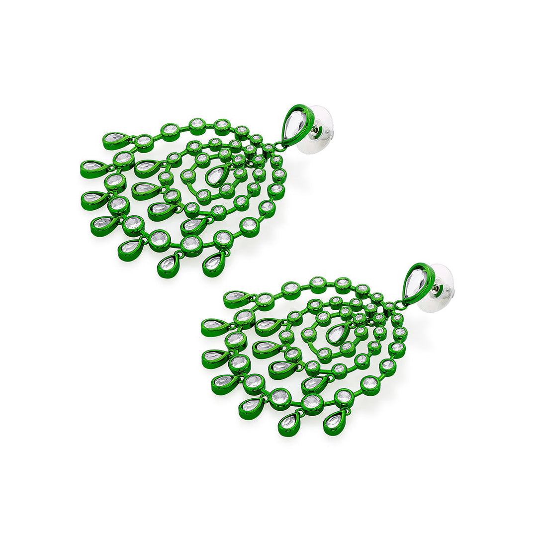 Parakeet Green Chandelier Earrings - Isharya | Modern Indian Jewelry