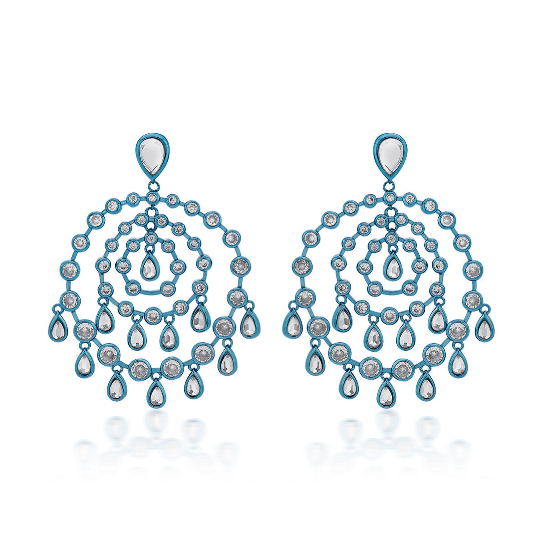 Aqua Blue Chandelier Earrings - Isharya | Modern Indian Jewelry