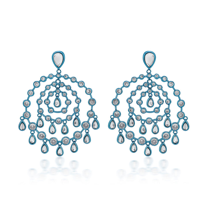 Aqua Blue Chandelier Earrings - Isharya | Modern Indian Jewelry
