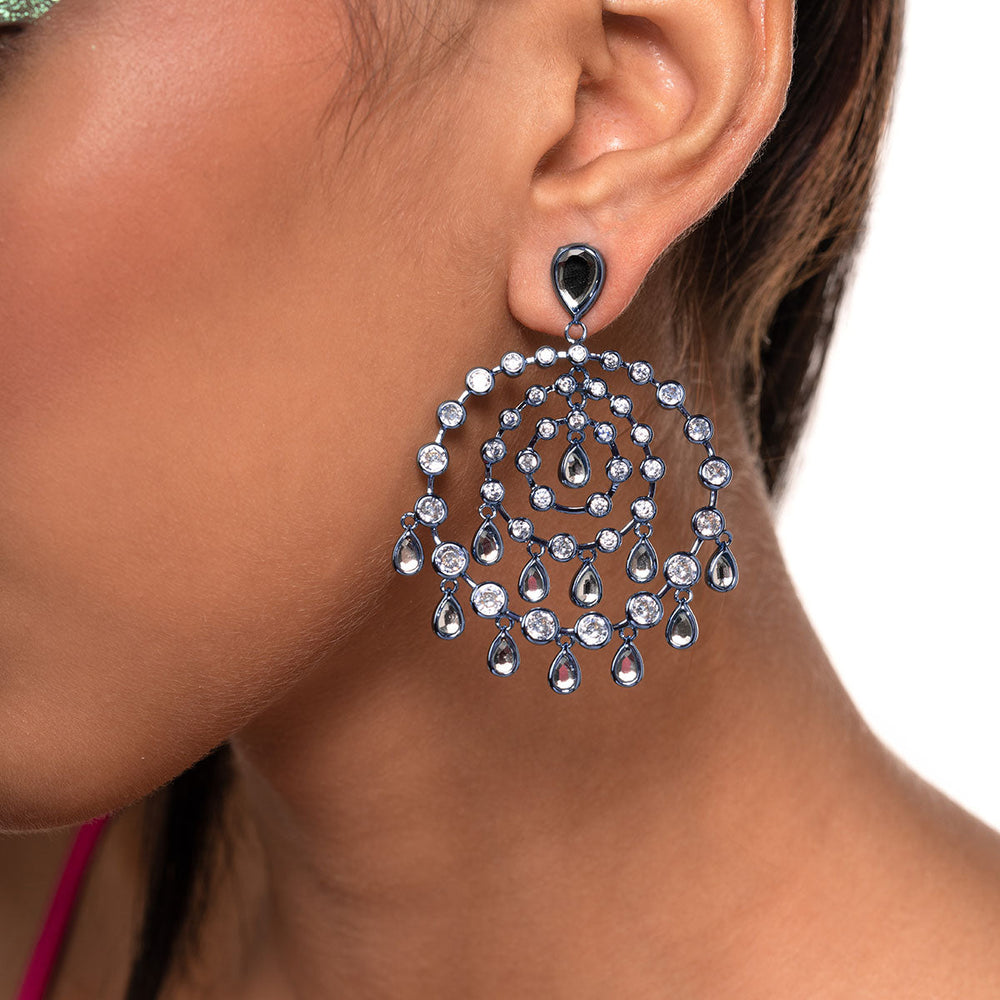 Aqua Blue Chandelier Earrings - Isharya | Modern Indian Jewelry