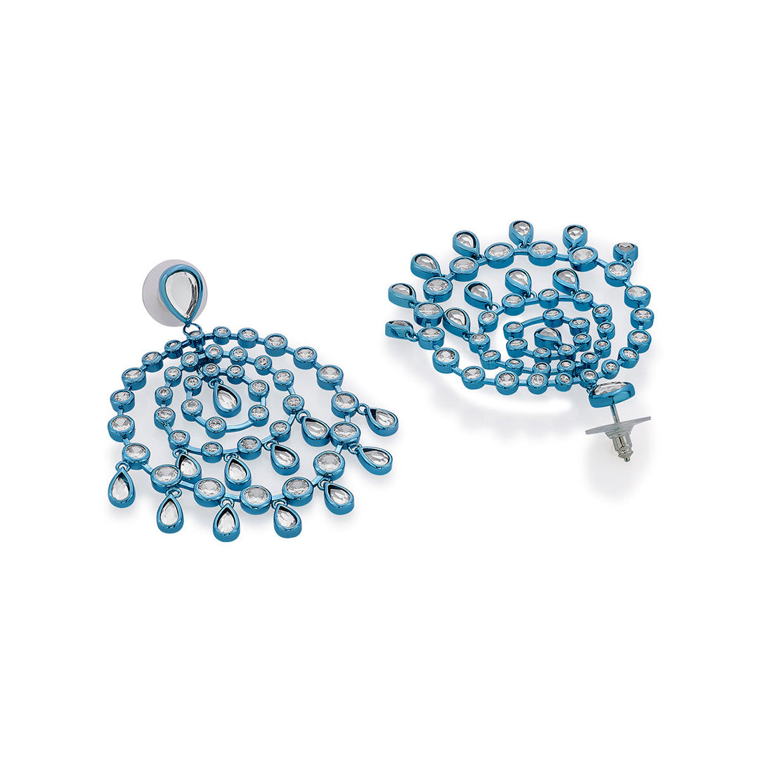 Aqua Blue Chandelier Earrings - Isharya | Modern Indian Jewelry