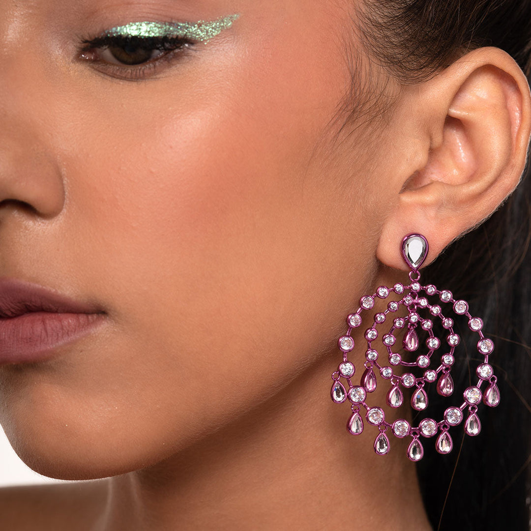Rani Pink Chandelier Earrings - Isharya | Modern Indian Jewelry
