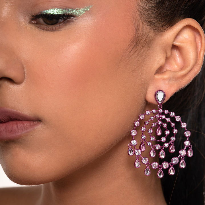 Rani Pink Chandelier Earrings - Isharya | Modern Indian Jewelry