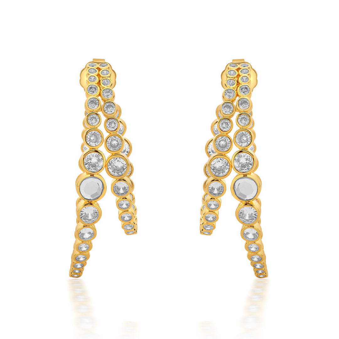 Aura Gold Double Hoop Earrings - Isharya | Modern Indian Jewelry