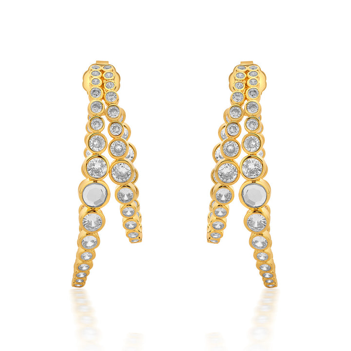 Aura Gold Double Hoop Earrings - Isharya | Modern Indian Jewelry