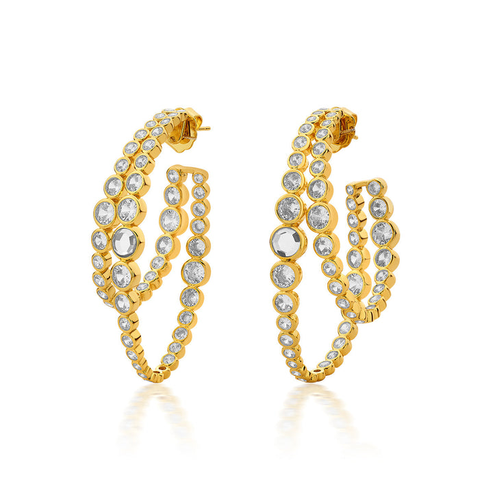 Aura Gold Double Hoop Earrings - Isharya | Modern Indian Jewelry