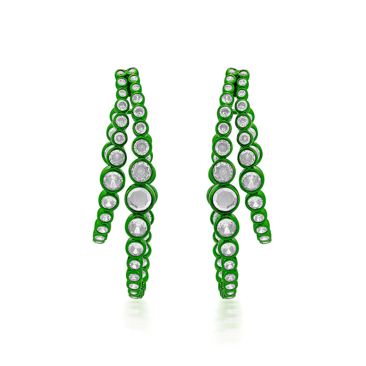 Parakeet Green Double Hoop Earrings - Isharya | Modern Indian Jewelry