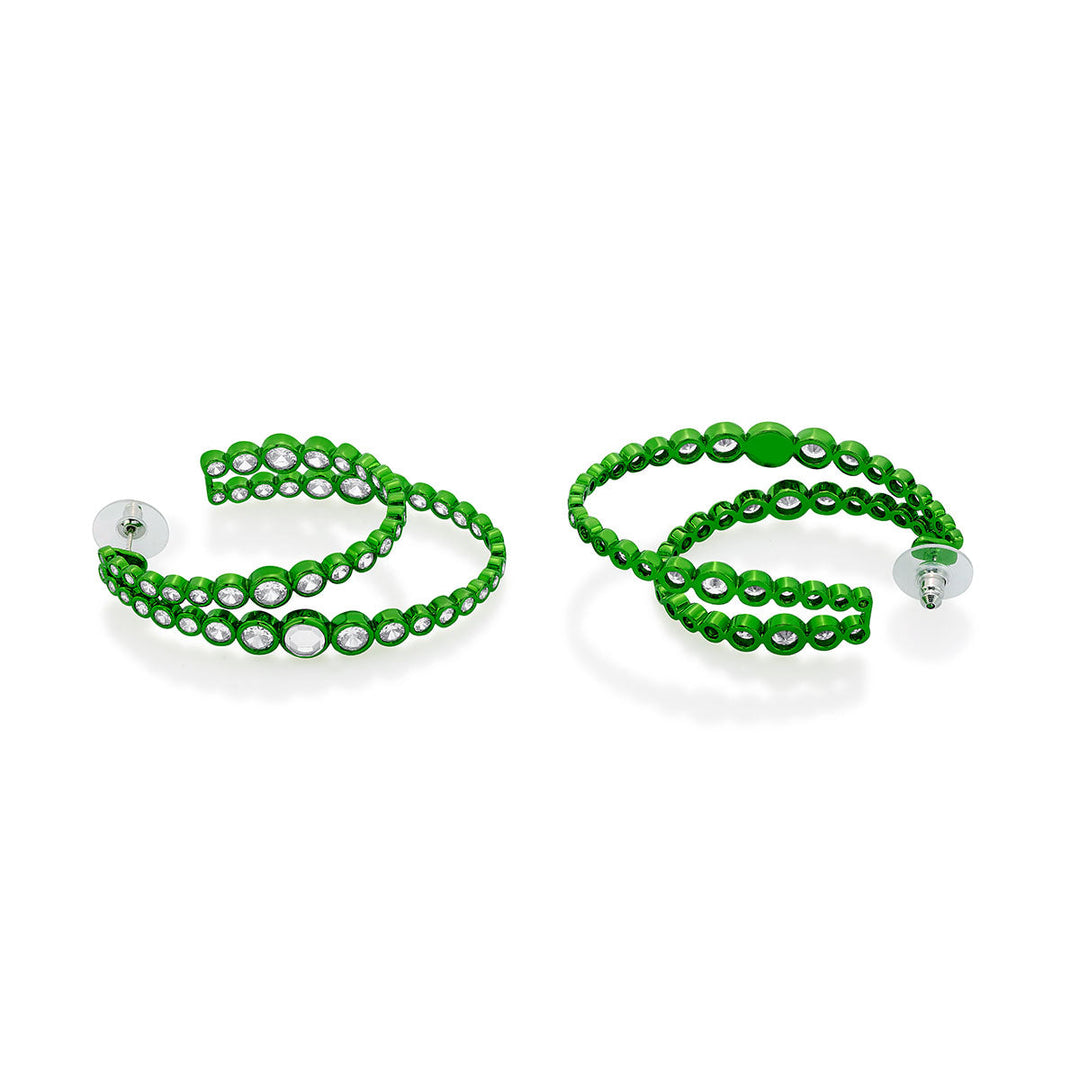 Parakeet Green Double Hoop Earrings - Isharya | Modern Indian Jewelry