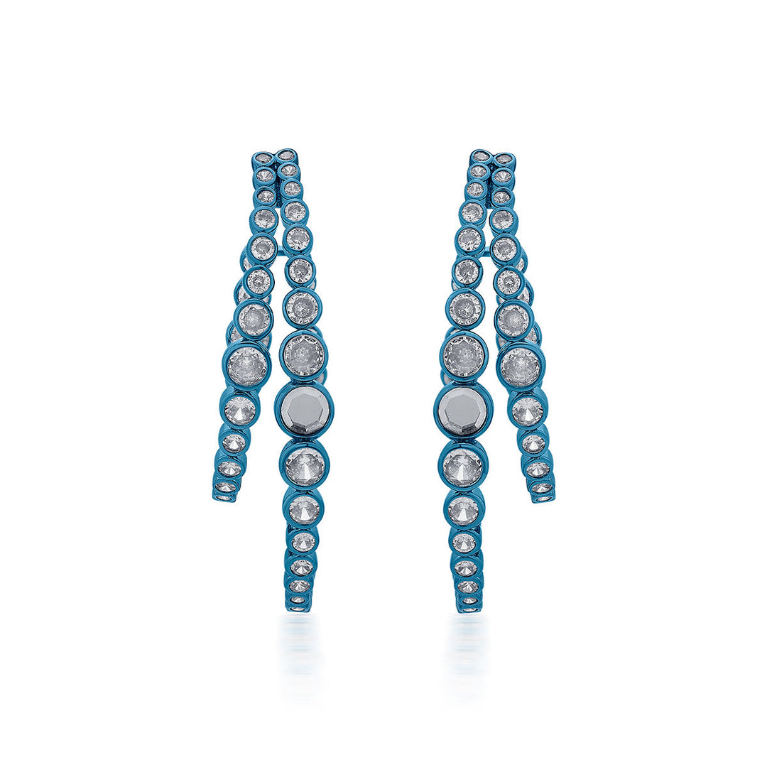 Aqua Blue Double Hoop Earrings - Isharya | Modern Indian Jewelry