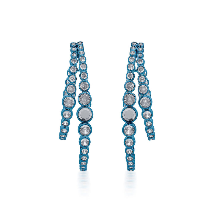 Aqua Blue Double Hoop Earrings - Isharya | Modern Indian Jewelry