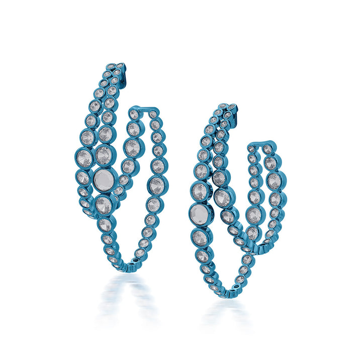 Aqua Blue Double Hoop Earrings - Isharya | Modern Indian Jewelry
