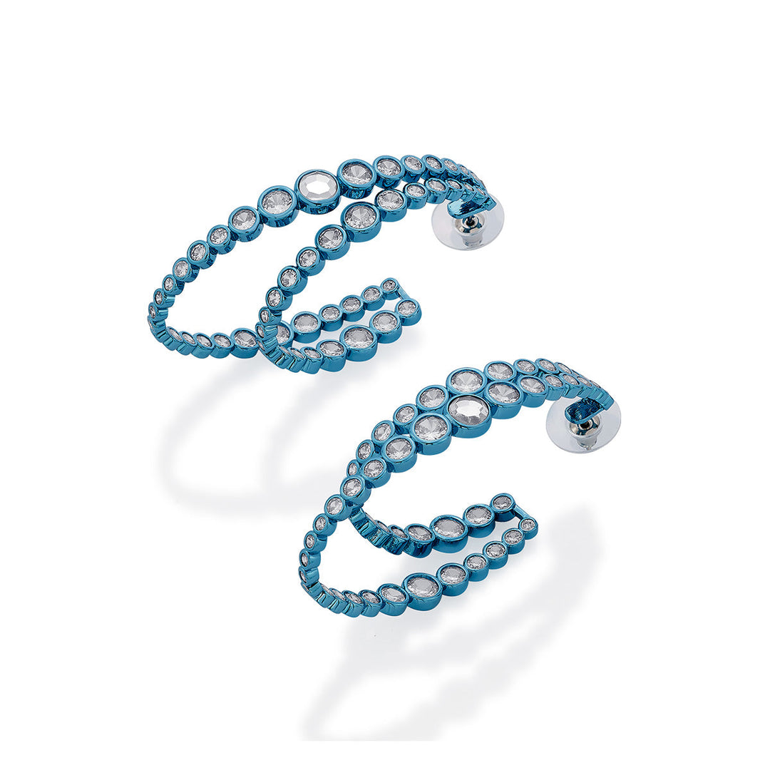 Aqua Blue Double Hoop Earrings - Isharya | Modern Indian Jewelry