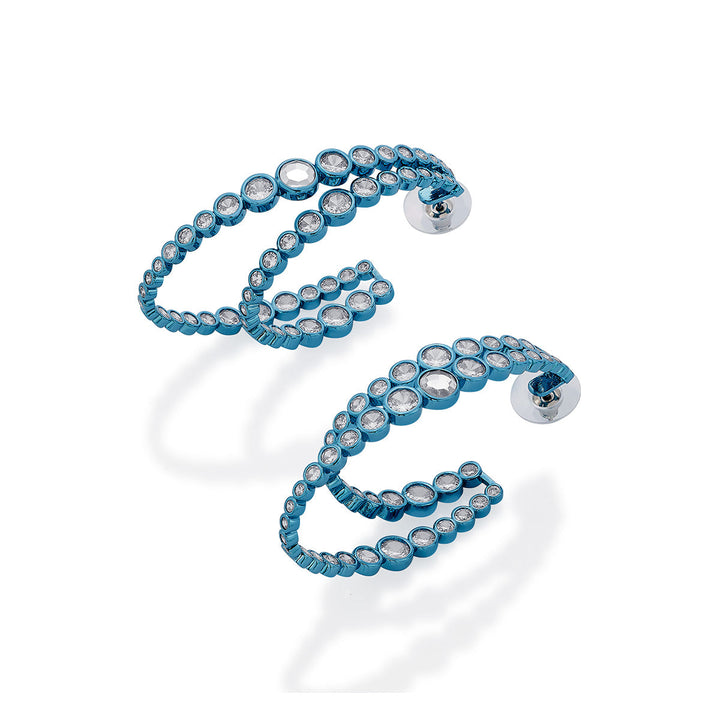 Aqua Blue Double Hoop Earrings - Isharya | Modern Indian Jewelry