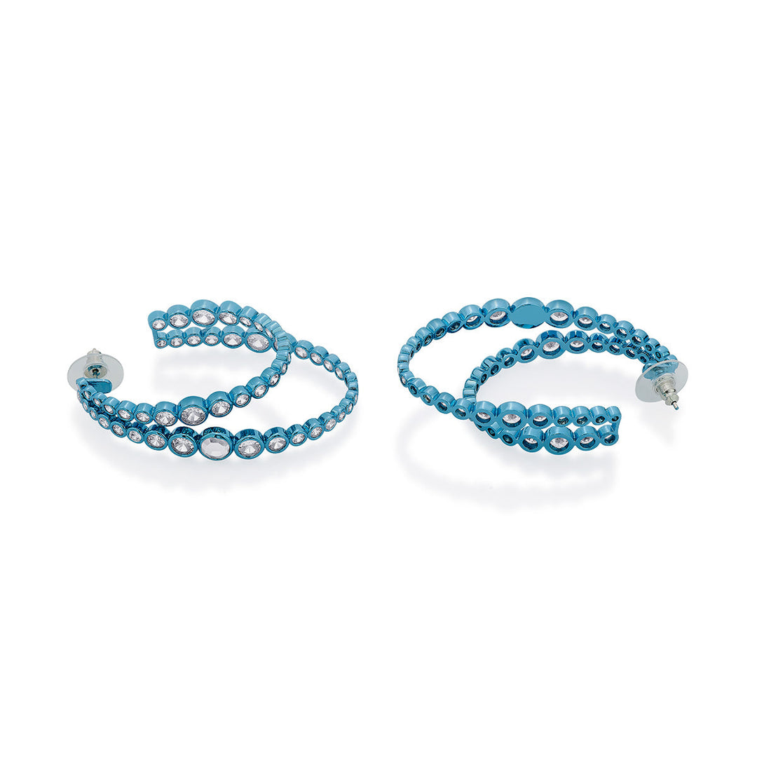Aqua Blue Double Hoop Earrings - Isharya | Modern Indian Jewelry