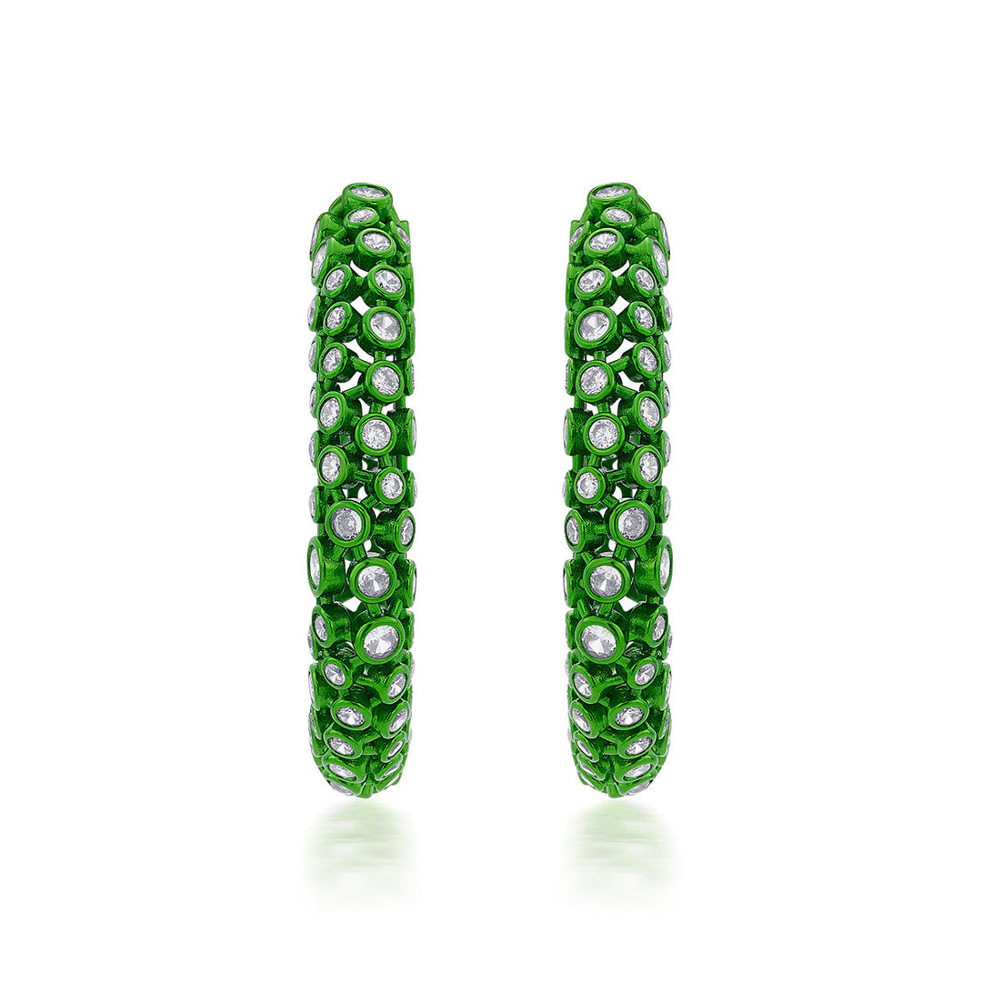Parakeet Green Mesh Earrings - Isharya | Modern Indian Jewelry