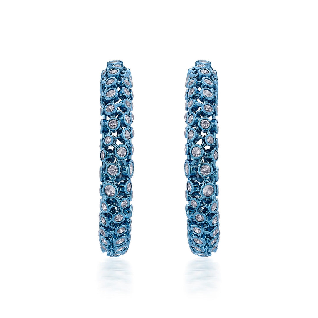 Aqua Blue Mesh Earrings - Isharya | Modern Indian Jewelry