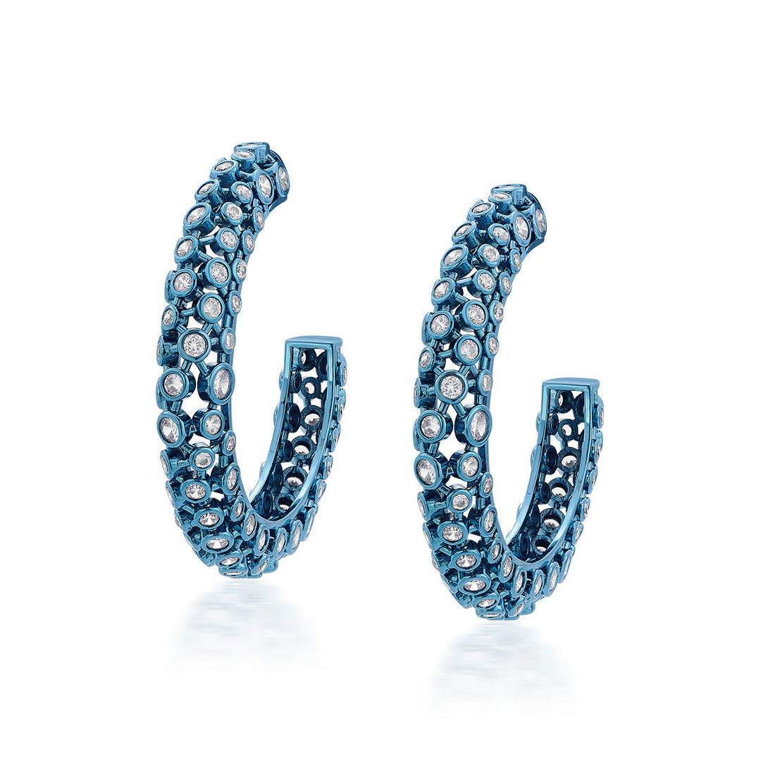 Aqua Blue Mesh Earrings - Isharya | Modern Indian Jewelry