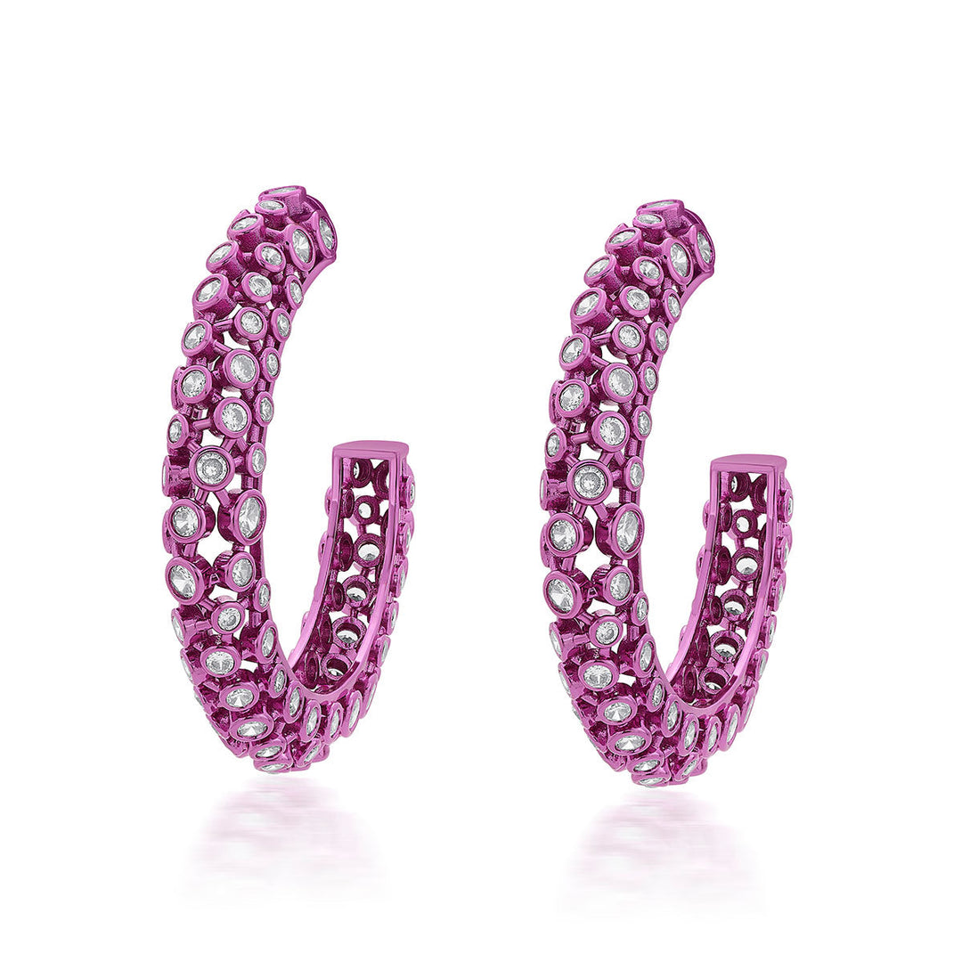 Rani Pink Mesh Earrings - Isharya | Modern Indian Jewelry