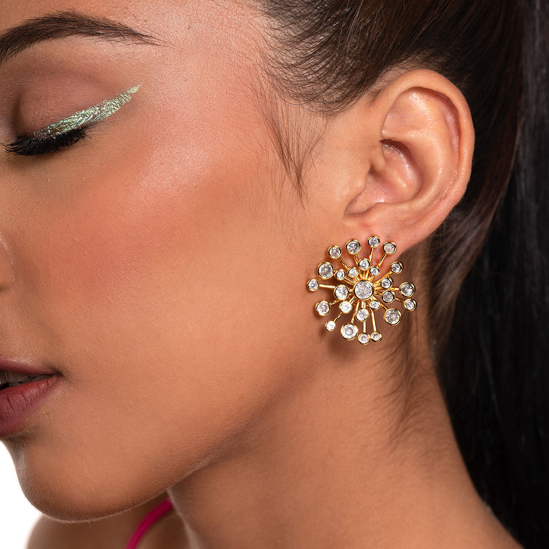 Aura Gold Starburst Earrings - Isharya | Modern Indian Jewelry