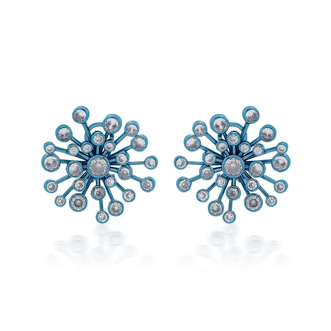 Aqua Blue Starburst Earrings - Isharya | Modern Indian Jewelry