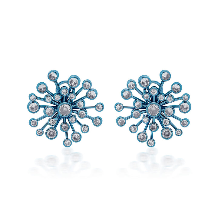 Aqua Blue Starburst Earrings - Isharya | Modern Indian Jewelry