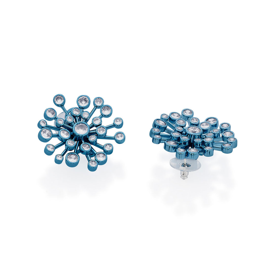 Aqua Blue Starburst Earrings - Isharya | Modern Indian Jewelry