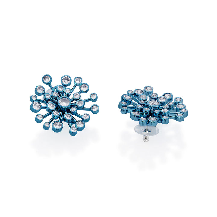 Aqua Blue Starburst Earrings - Isharya | Modern Indian Jewelry