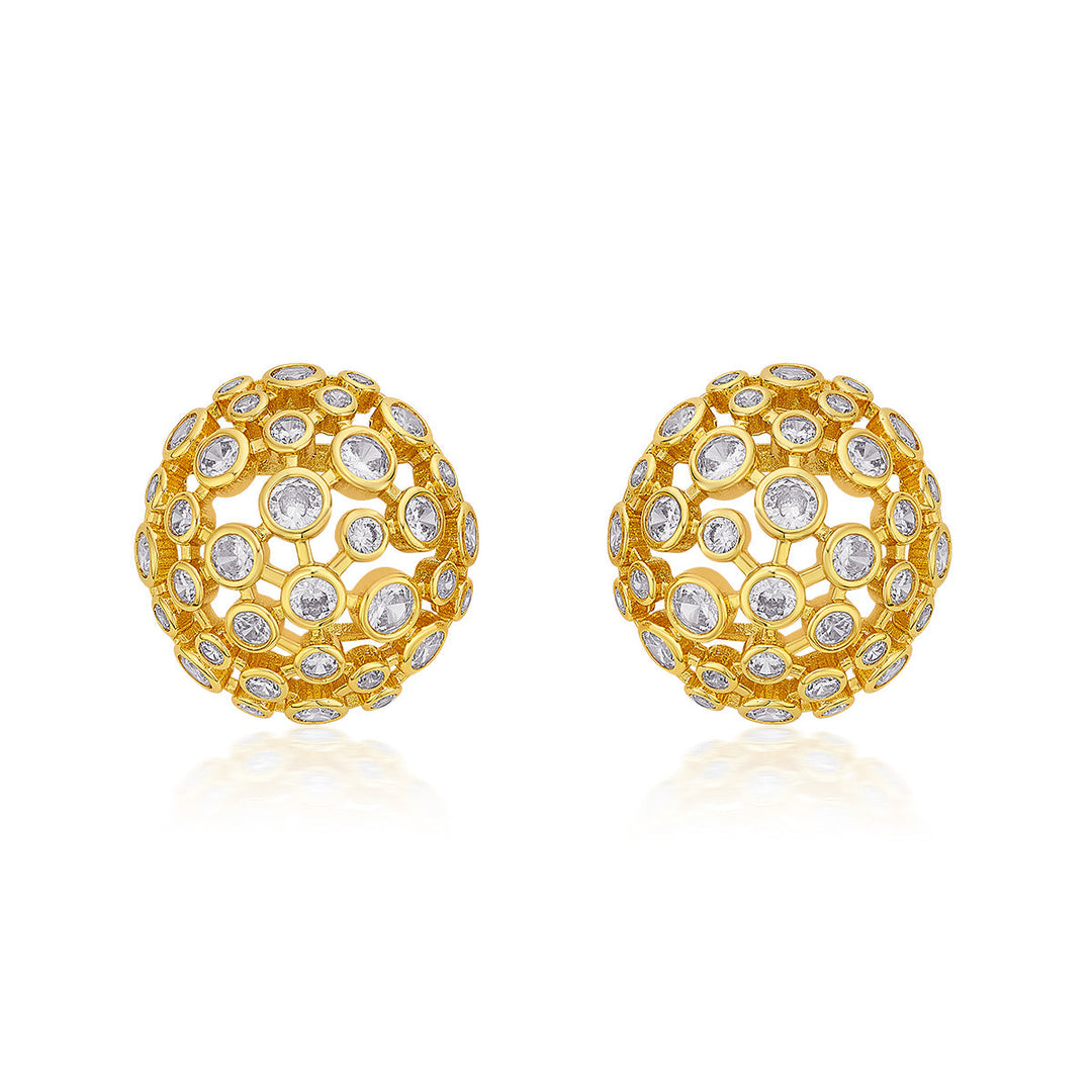Aura Gold Mesh Stud Earrings - Isharya | Modern Indian Jewelry