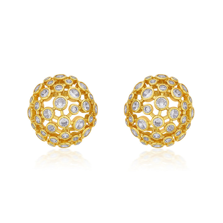 Aura Gold Mesh Stud Earrings - Isharya | Modern Indian Jewelry