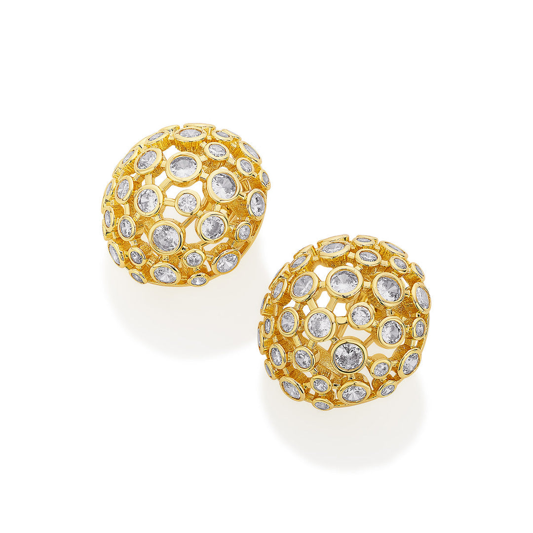 Aura Gold Mesh Stud Earrings - Isharya | Modern Indian Jewelry