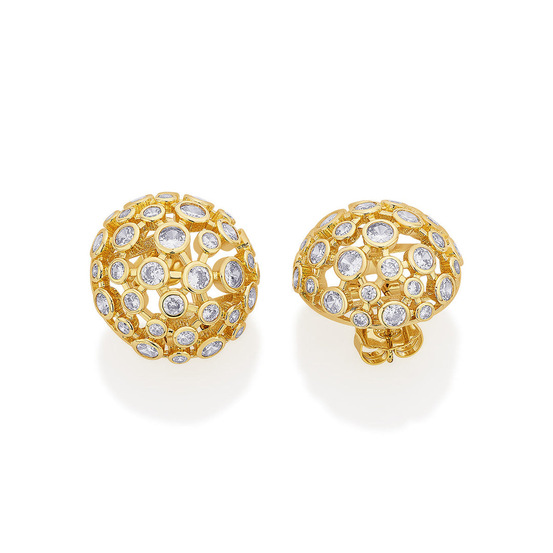 Aura Gold Mesh Stud Earrings - Isharya | Modern Indian Jewelry
