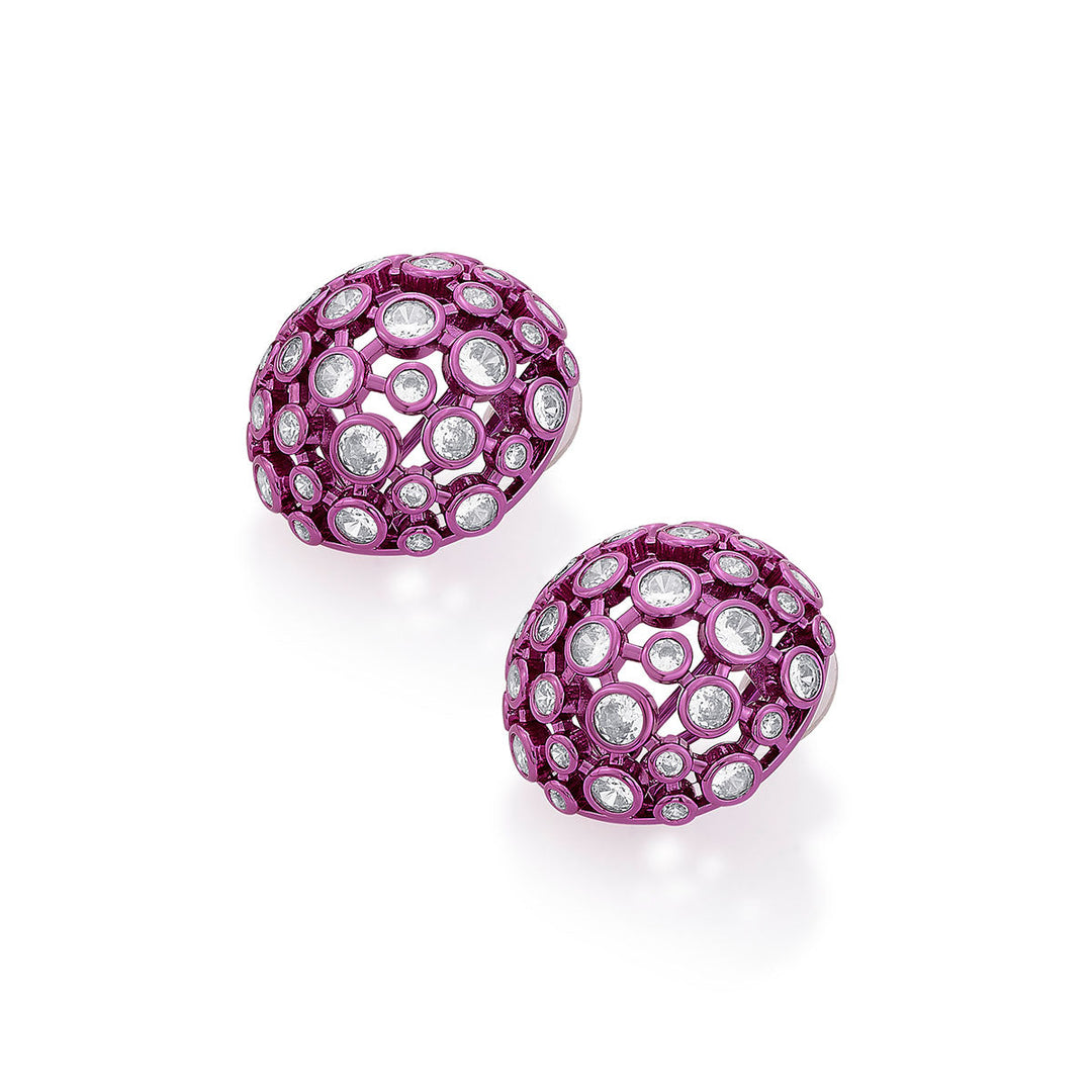 Rani Pink Mesh Stud Earrings - Isharya | Modern Indian Jewelry