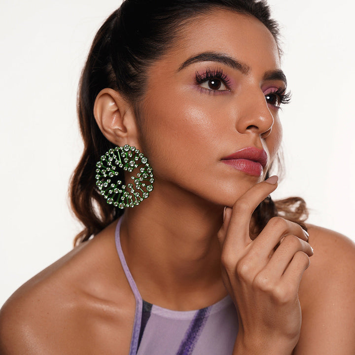 Parakeet Green Starburst Statement Earrings - Isharya | Modern Indian Jewelry