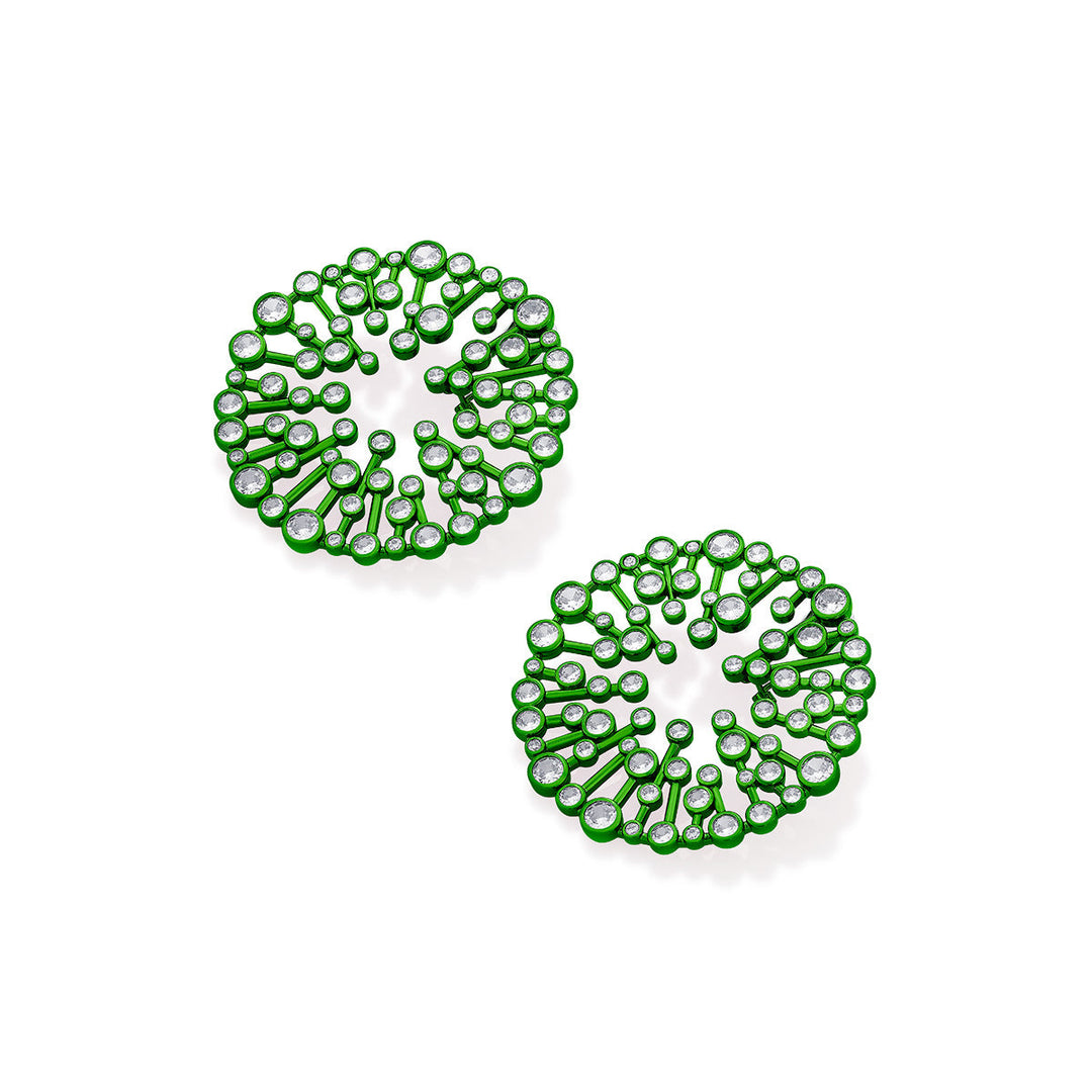 Parakeet Green Starburst Statement Earrings - Isharya | Modern Indian Jewelry